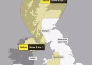 英国气象局的降雪预警显示，英国有12个地区将受到新的北极风暴的袭击